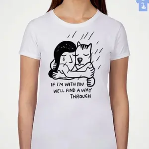 Jeremyville If Im With You Well Find A Way Through Cat Hug Rain Cute Illustration Shirt RIP