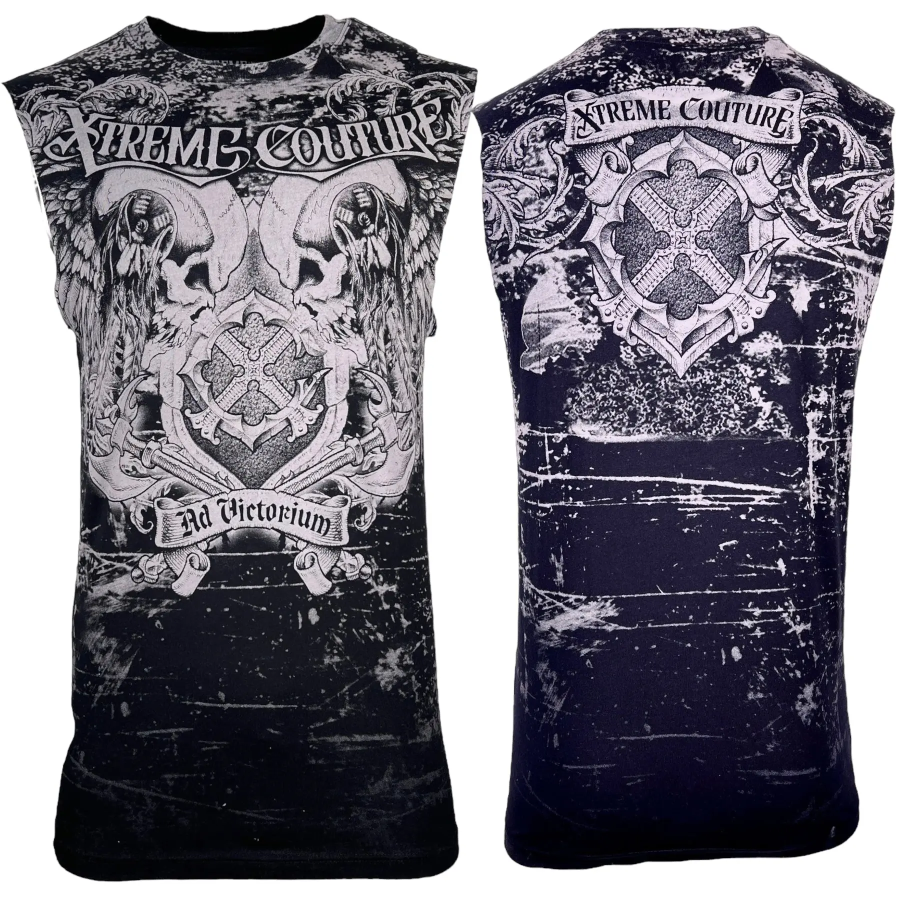 Xtreme Couture by Affliction Men's Predato Graphic Muscle T-Shirt - Streetwear Crew Neck with Front & Back Print, Tshirt, Cotton, Tops, Muscle Tee, Printed, Design In Usa