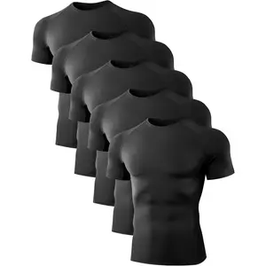 5 Pack Men’s Compression Shirts Short Sleeve Cool Dry Sports Athletic Workout Base Layer Undershirt T-Shirt Tops