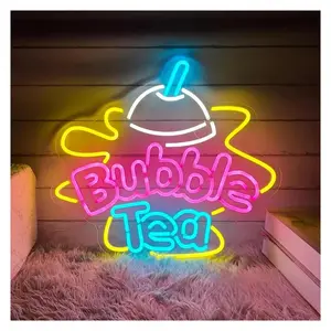 Sign Illuminated Bubble Tea Neon Sign Wall Decor Room Decoration For Business Dessert Shop Bar Club Party Dimmable USB Lamp