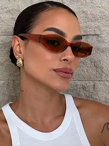 Unisex Retro Cat Eye Sunglasses, UV Protection PC Frame, Casual Style, Lightweight & Durable, Perfect for Outdoor Activities, Trendy Casual Sunglasses