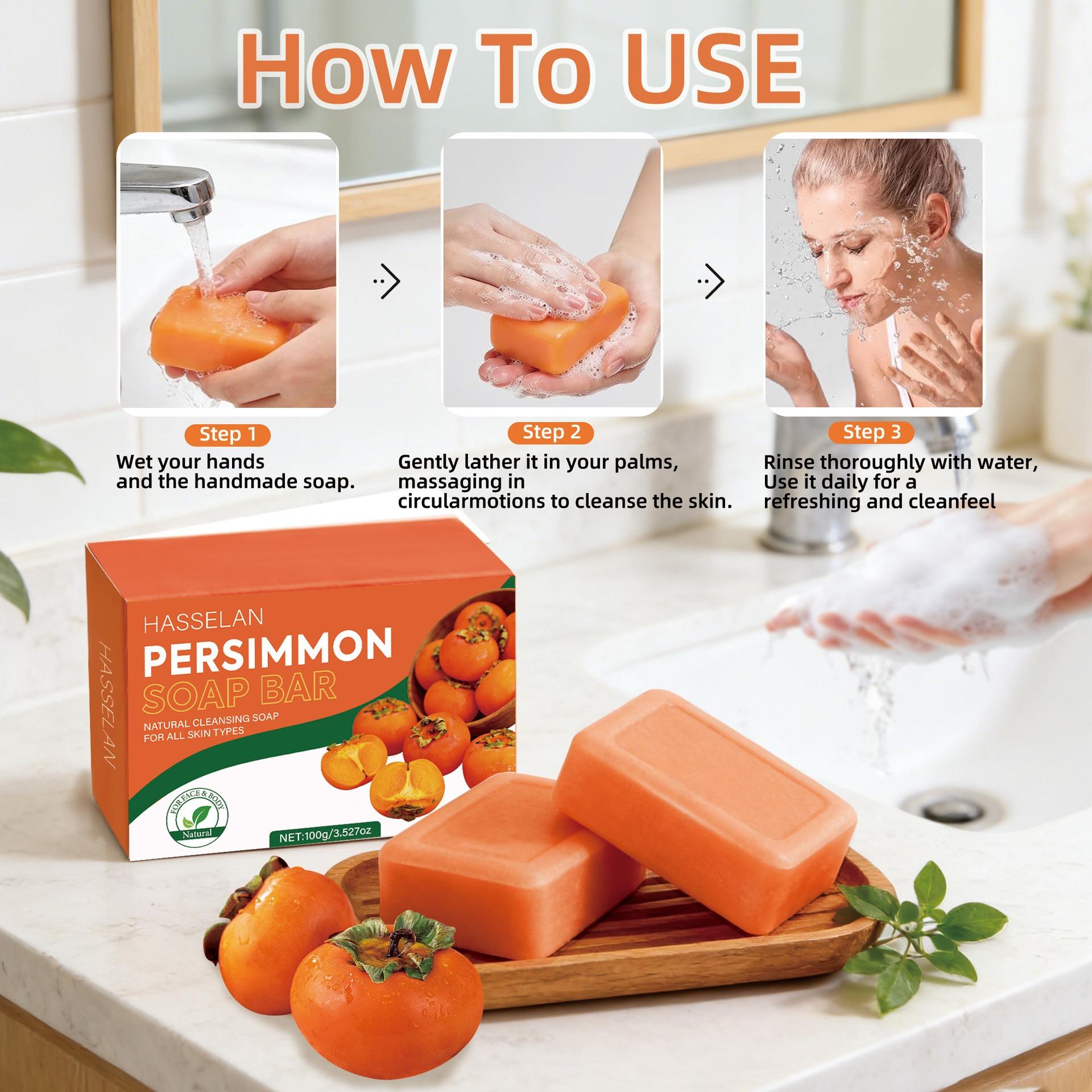 Natural Persimmon Essential Oil Handcrafted Soap – Deep Cleansing, Oil Control & Hydrating for Face & Body Natural Persimmon Essential Oil Handcrafted Soap – Deep Cleansing, Oil Control & Hydrating for Face & Body