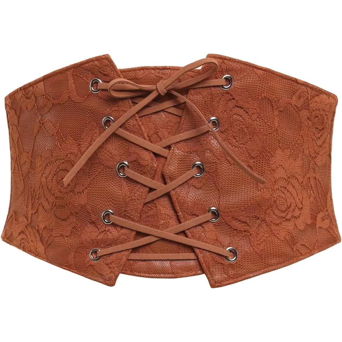 Women's Vintage Corset Belt with Floral Lace, Wide Elastic Underbust Cincher, Steampunk Adjustable Waist Belt for Dressy & Casual Outfits