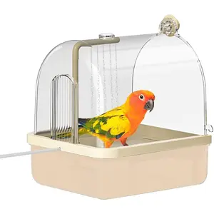 Automatic Bird Bath for Cage with Pump, Indoor Running Water Bird Shower with Filter, Bird Cage Accessory for Parakeet Lovebirds Finches Cockatiel and Other Pet Birds