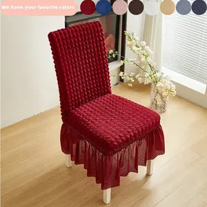 Stretchy Solid Color Chair Cover with Ruffle | Removable & Machine Washable | Dog & Cat-Friendly | Suitable for Kitchens, Wedding Parties, Hotels & Banquets | Wear-Resistant, Durable, High Elastic & Easy to Fit | Universal Furniture Protector