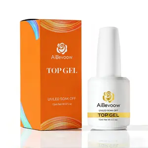 Aibevoow No Wipe Gel Top Coat- High Gloss Shiny Long Lasting Top Coat Clear Gel Nail Polish, Soak Off Nail Art Home and Professional Manicure