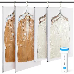 Vacuum Bags with Pump – 4-Pack Vacuum Seal Bags for Clothing,-Saving Compression Bags for Suits, Jackets, Travel Wear, Winter & Outerwear