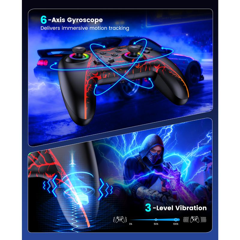 Switch 2 Controller for Nintendo Switch 2/Switch/OLED/Lite Controllers, Wireless Switch Controller with Charging Dock, Switch Pro Controller with Hall Effect, Programmable, Turbo and Vibration, Pumpkin Glow