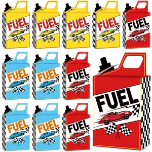 24PCS Race Car Fuel Can Treat Boxes Racing Birthday Party Supplies Black And White Checkered Flag Party Boxes Colorful Racing Popcorn Candy Cookie Container for Wedding Baby Shower Party Favor Decor