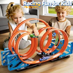 5 Rotating Race Track Car Set（2 Small Cars ）for Kids Ages 3-5 4-8, Toy Car Track Set for Boys 3+ , Boys Toy, Gifts Toys for Kids 3 4 5 6 7 8#SummerVibes