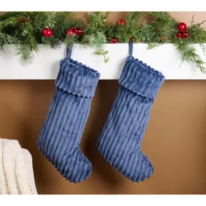 Home Reflections Set of 2 Ribbed Plush Stockings