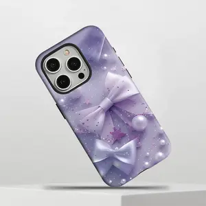 Purple bows pearls Two-in-one phone case suitable for iPhone 16 15 14 13 12 11 plus pro Max 16Promax shockproof bold protective phone casing
