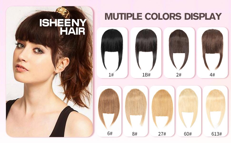 Human Hair Clip in Bangs - Volumizing & Length-Enhancing Fake Bangs, 6Inch Straight Style with Sideburns, Easy to Dye/Style/Trim, Breathable Net for All Face Shapes