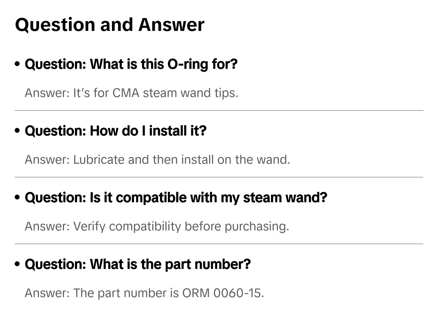 CMA Stainless Steel Steam Wand New Style Tip O-ring