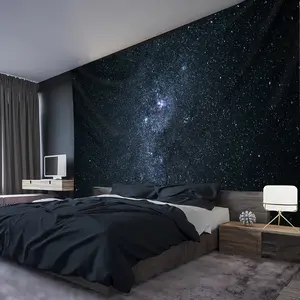 1pc Ultra Large Size Minimalism Starlit Sky Milky Way Natural Landscape Aesthetics Print Tapestry Birthday Gift Room Decoration Party Decoration Suitable Living Room Bedroom Office Hostel with Free Hanging Clips