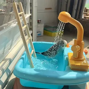 Large Bird Bath Tub for Small Birds - Durable PP Material, Easy-Clean Design with Ergonomic Handle & Ventilation Holes - Multi-Color Options for Pigeon, Cockatiels, Parakeets, Small Bird Bath, Avian Hygiene Care, Decorative Bird Bath, Easy-Clean Material