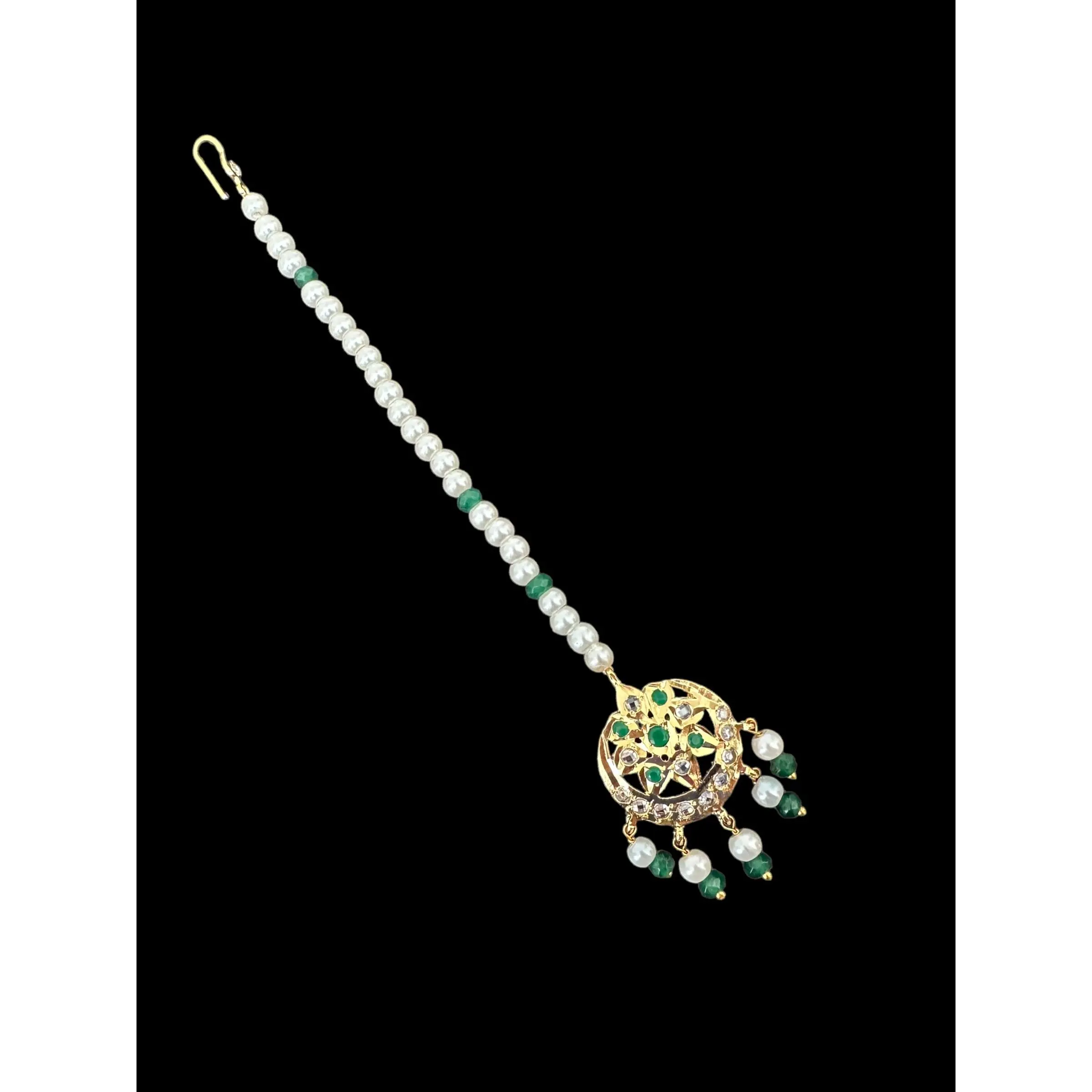 DJTK217 Gold plated small sized tika- green (SHIPS IN 4 WEEKS )