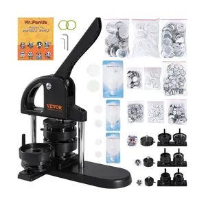VEVOR Button Maker with Panda Magic Book, 300pcs Button Parts, 3-IN-1 Pin Maker, Arc Handle Punch Press Kit, Children DIY Gifts