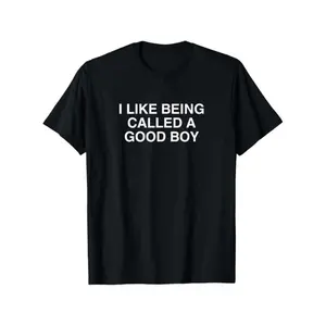 Humorous Black Cotton Short Sleeve TShirt for Men Featuring I Like Being Called a Good Boy Graphic Perfect for Casual Summer Wear
