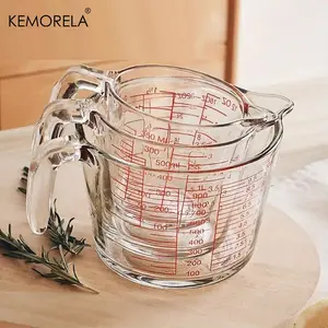 Heat Resistant Glass Measuring Cups Set, Kitchen Measuring Utensils, Precision Graduated, Ergonomic Handle, Microwave & Oven Safe, Ideal for Baking & Cooking