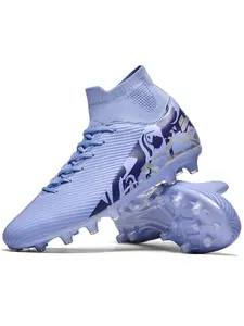 Unisex Professional Outdoor Soccer Cleats, Long Studs High Top, Artificial Grass Shoes, Lightweight Comfort, Sizes 35-46