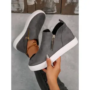 Classic Deep Leather Ankle Boots for Women, Side Zipper, Invisible Heel Lift, Stylish and Comfortable Footwear