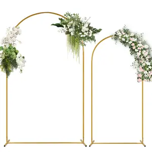 Wedding Arch Backdrop Stand, Set of 2 Gold Metal Arch Backdrop Stand (7.2FT and 6FT), Balloon Arch Stand for Wedding Ceremony Baby Shower Outdoor Indoor Birthday Party Graduation Decoration