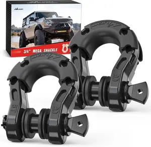 Nilight 2 Pack 3/4" Mega D-Ring Shackle with 7/8" Screw Pin 68,000LBS Break Strength, Heavy Duty Off Road Recovery Shackle for Use with Tow Strap, Winch, Off-Road Jeep Truck Vehicle