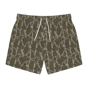 Bottomlands Camo Swim Trunks, Beach Shorts, Summer Swimwear, Vacation Essentials, Trendy Board Shorts