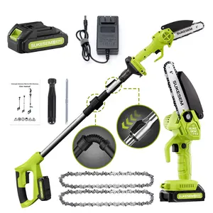 SUKESEM Cordless 2-in-1 electric pole saw, 6-inch brushless mini chainsaw with extension pole, handheld electric chain saw with 2000mAh battery, used for pruning tree branches-FathersDayGift