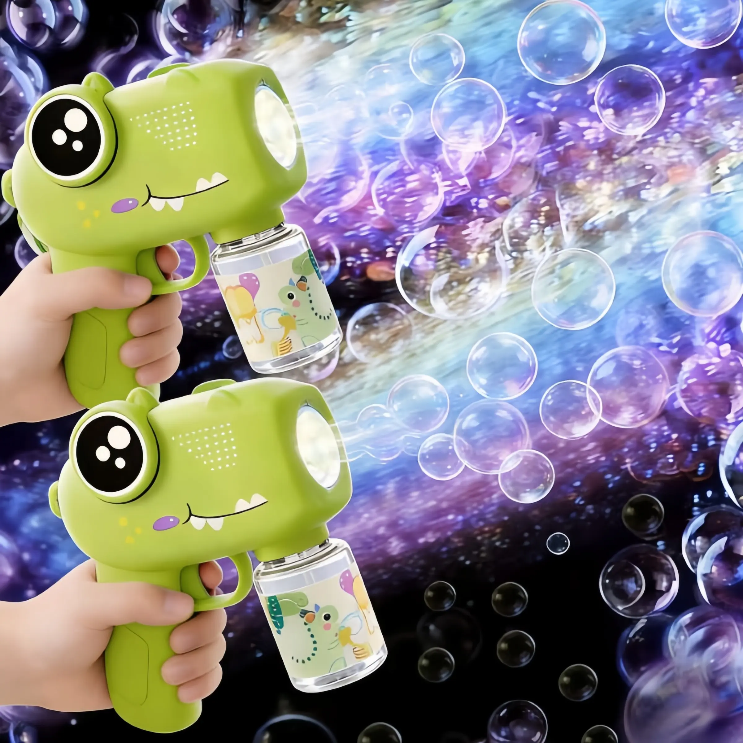 New Handheld Dinosaur Light Bubble Machine, Automatic Colorful Electric Bubble Blower, Kids Cartoon Toy, Outdoor Party Gift, Requires Aa Batteries, Automatic Bubble Maker