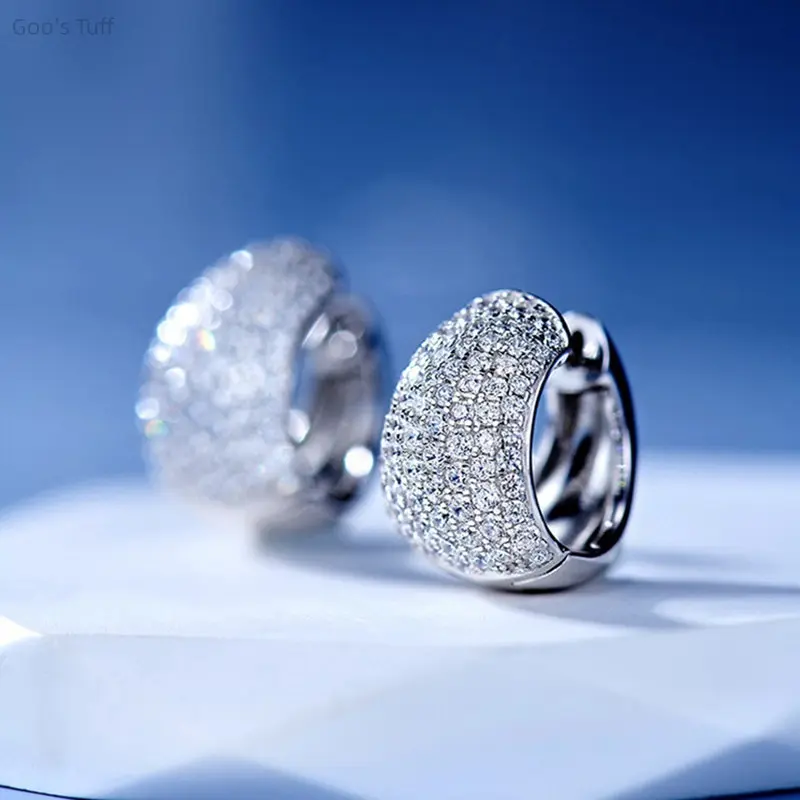 Unisex Bold Micro-Pave CZ Hoop Earrings, Edgy Bling Costume Jewelry for Streetwear and Concerts