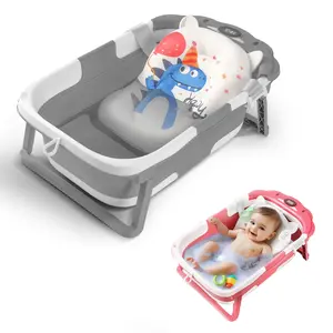 Foldable Baby Bath Tub for 0-36 Month Infants – Real-time Temperature Monitor, Portable Travel Design for Newborns to Toddlers