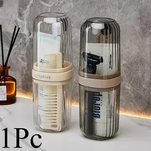 1-piece travel mouthwash cup, transparent sealed toiletry storage box, portable toothbrush cup, suitable for business trips