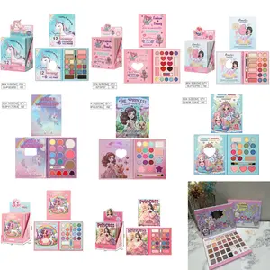 Cute cartoon unicorn pattern small stage makeup eyeshadow palette for pretend play, popular in Russia. New multi-color hot-selling women's makeup eyeshadow foundation palette