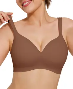 Popilush Seamless Wireless Bra Adjustable Comfort Minimizer Support with Cross‑Back Straps Invisible Silky Soft Built‑in Cups for All‑Day Wear