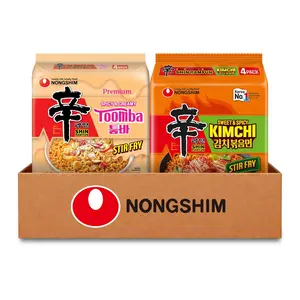 Nongshim Shin Ramyun Toomba & Kimchi Stir Fry Ramen Variety Pack, Creamy Spicy & Tangy Sweet Heat, Korean Instant Noodles, 8 Pack Bundle