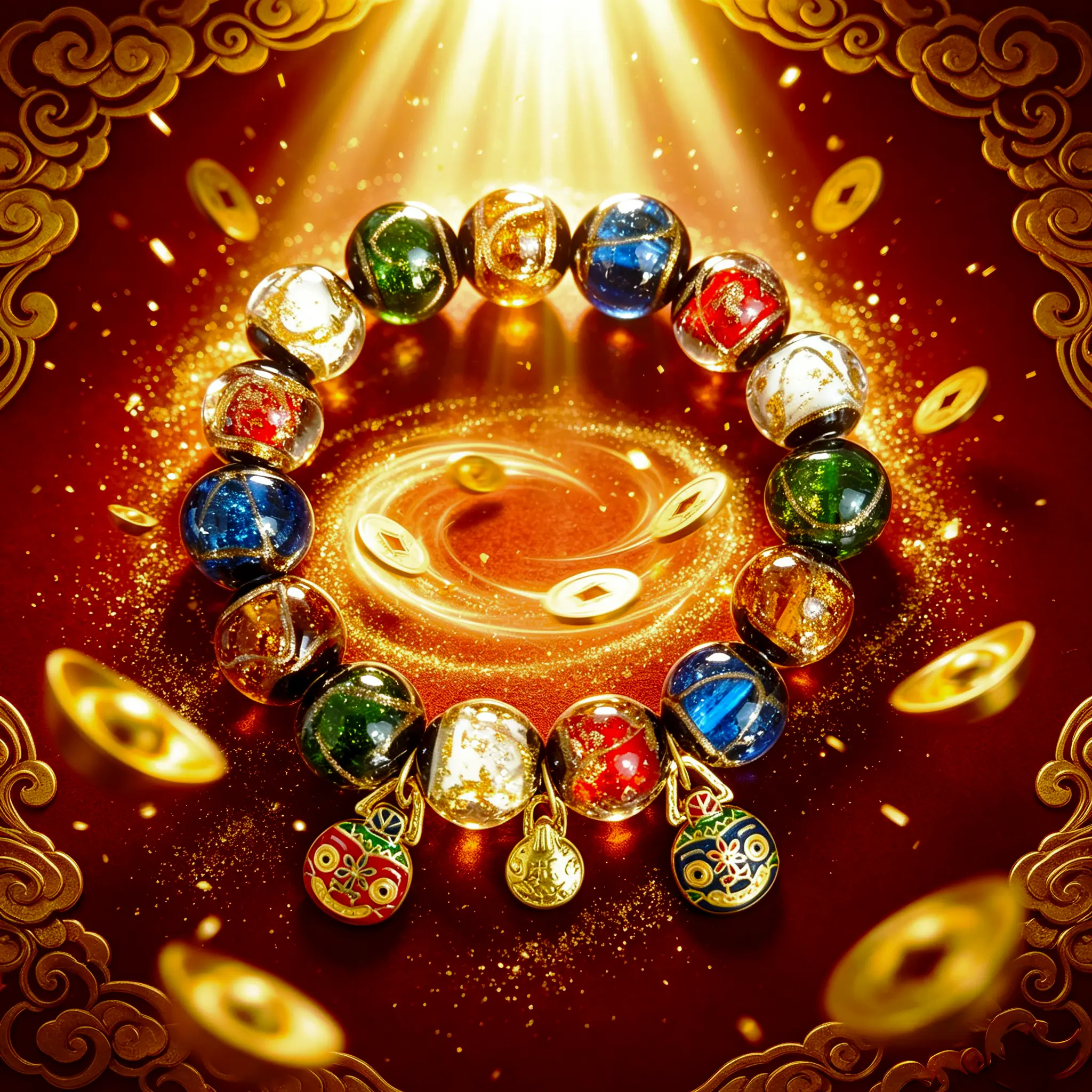 Colorful Gold Powder Inlaid Craft Glass Bracelet