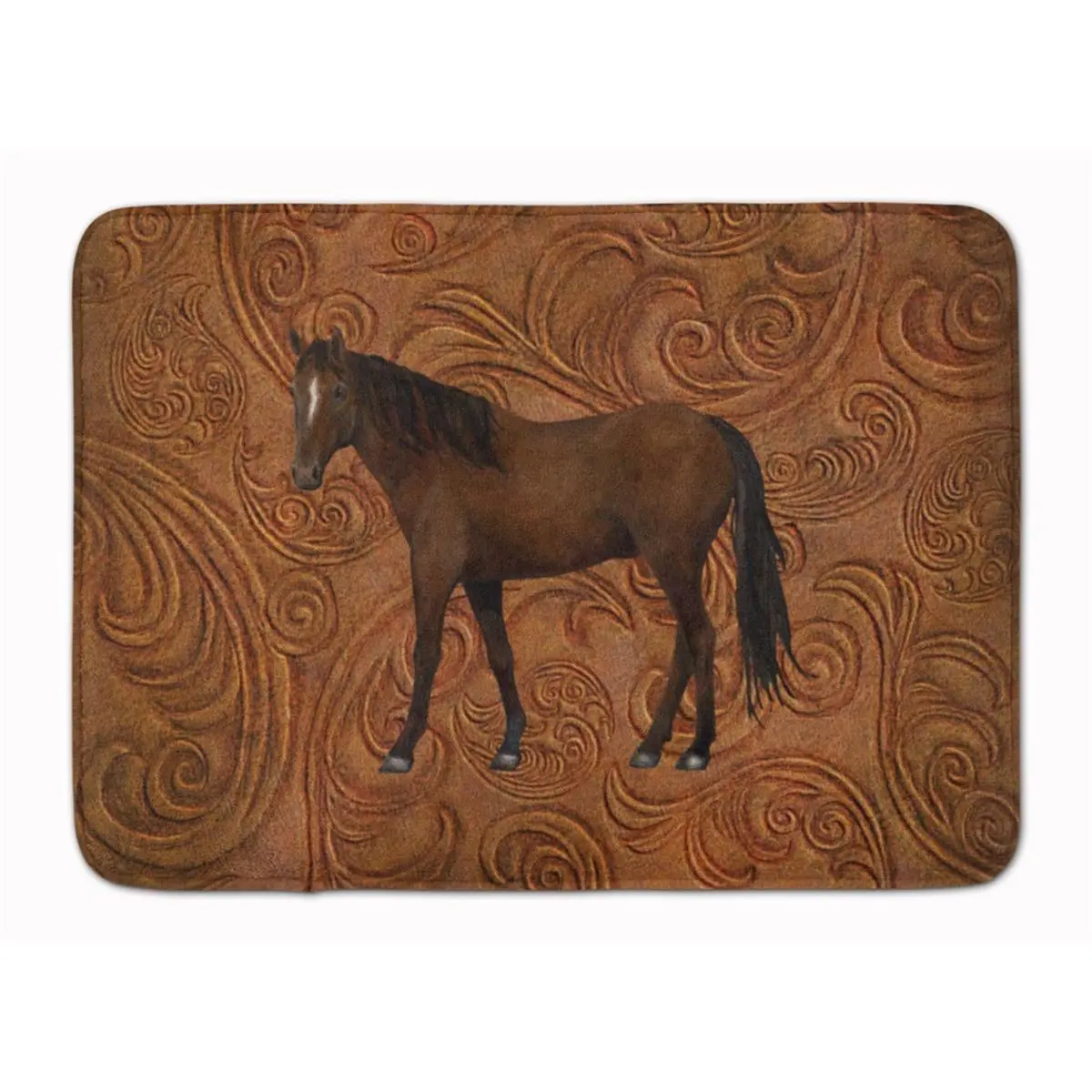 Horse Coral Fleece Memory Foam Mat, 19" h x 0.25" w x 27" l, Soft, Machine-Washable, Indoor Household Textile Rug