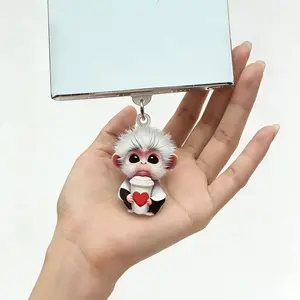 Cute Monkey Pacifier Decoration, Compatible with iPhone Type-C iPad Android Tablets AirPods Charging Port Decor, Phone Accessory, Phone Charm