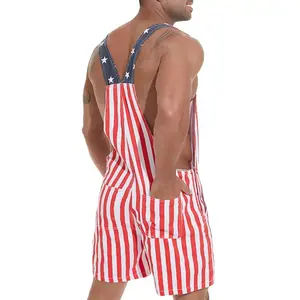 AmericanFlagOverallsShorts4thofJulyJumpsuitsRomperWorkBibsCoverallsGiftsforMen,FashionMenswear