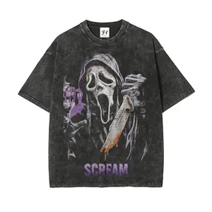 Scream Movie Interesting Careers Design Fun Profession S~5XL Oversize Unisex Washed T-Shirt for Women and Men's Unisex Fit Batik Cotton Oversize Streetwear Menswear  Super Soft Pre-Shrunk gift tee tv show white soulja boy outfit 67 christian clothing