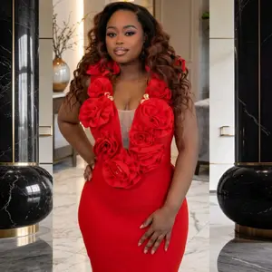 MARCELLE  a long sleeveless red bodycon dress