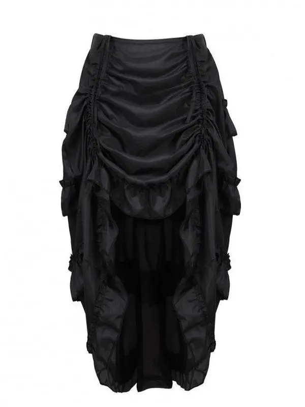 Lunoo Women's Steampunk Victorian Half Skirts Pirate Ruffle Pleated Skirt, Simple and Versatile Solid Color Dance Skirt for Style Skirts Womenswear Urban Revivo Skirt Cosplay Costume Mini Skirt, Midi Skirt Gothic Bottoms Elastic