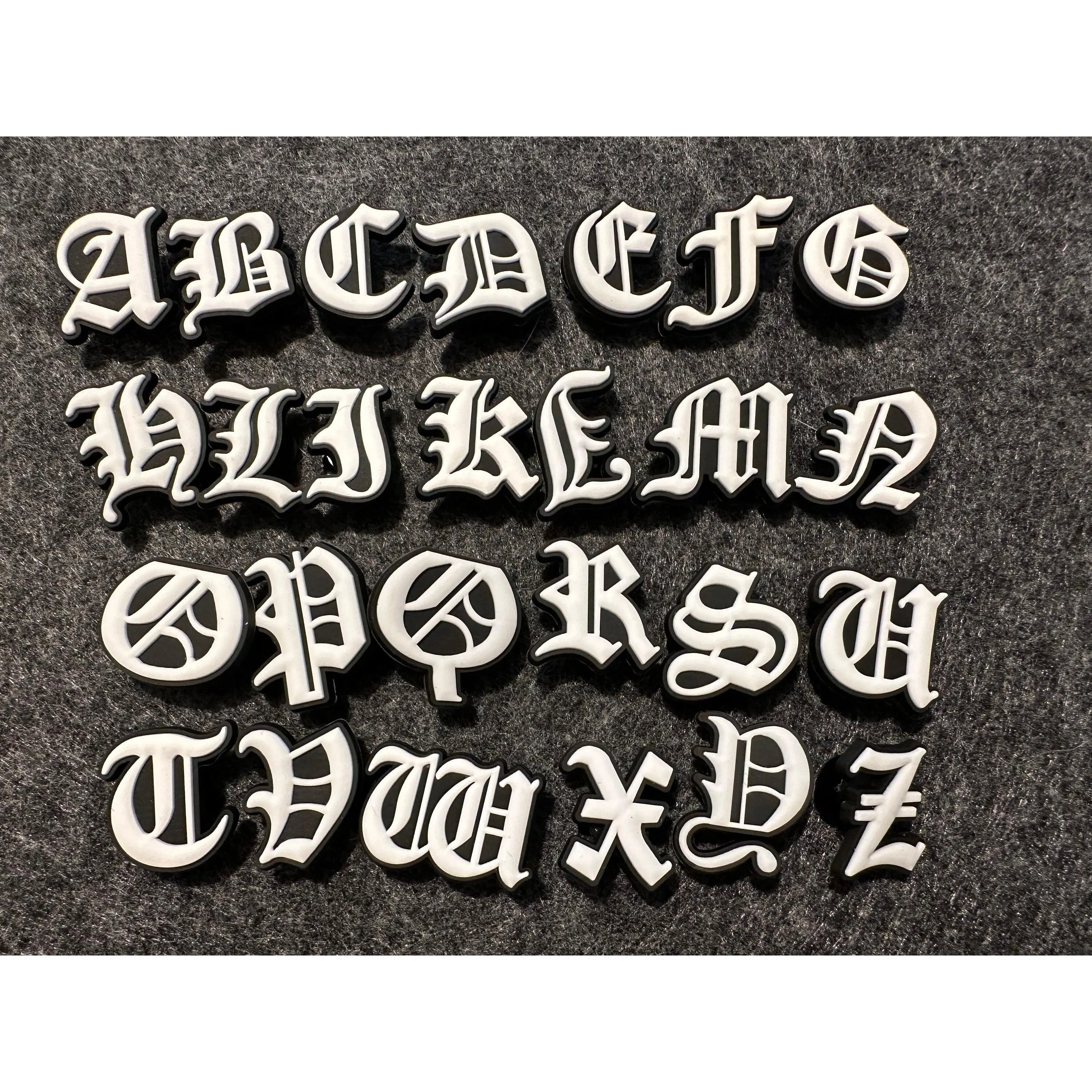 Ancient greek alphabet Design Kids Alphabet Letter Shoe Charms White and Black