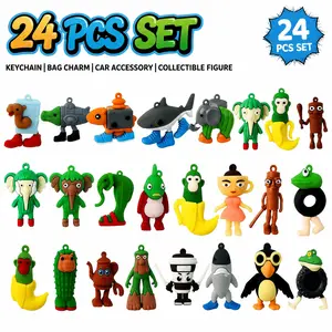 24Pcs Tralalero Tralala Italian Brainrot Meme Figures, 2.5in Funny Animal Silicone Keychain, Squishy Bag Charm Car Decor Collectible Gift Set