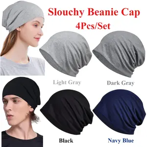 4 Pack Slouchy Beanie Hip-Hop Soft Lightweight Running Beanie Adult Skull Hats Cap for Men Women,Christmas Party Gifts,Hand Tools Kits