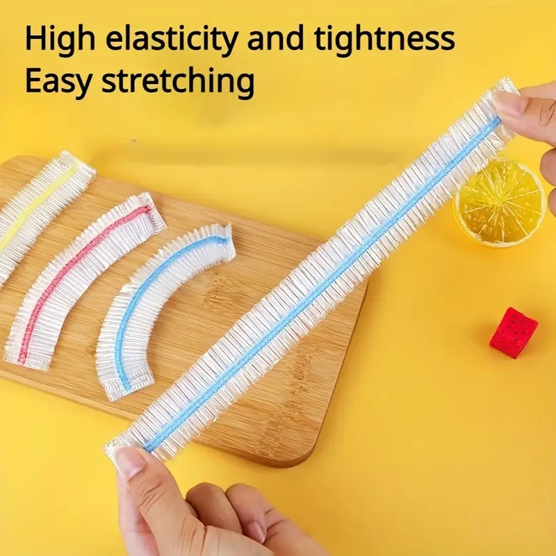 100pcs Reusable Elastic Food Bowl Protective Covers, Stretchable Food Cover, Suitable For Different Sizes 2-9.5Inches Bowls And Plates, Kitchen Supplies, Food Preserving Bags, Kitchen Accessories