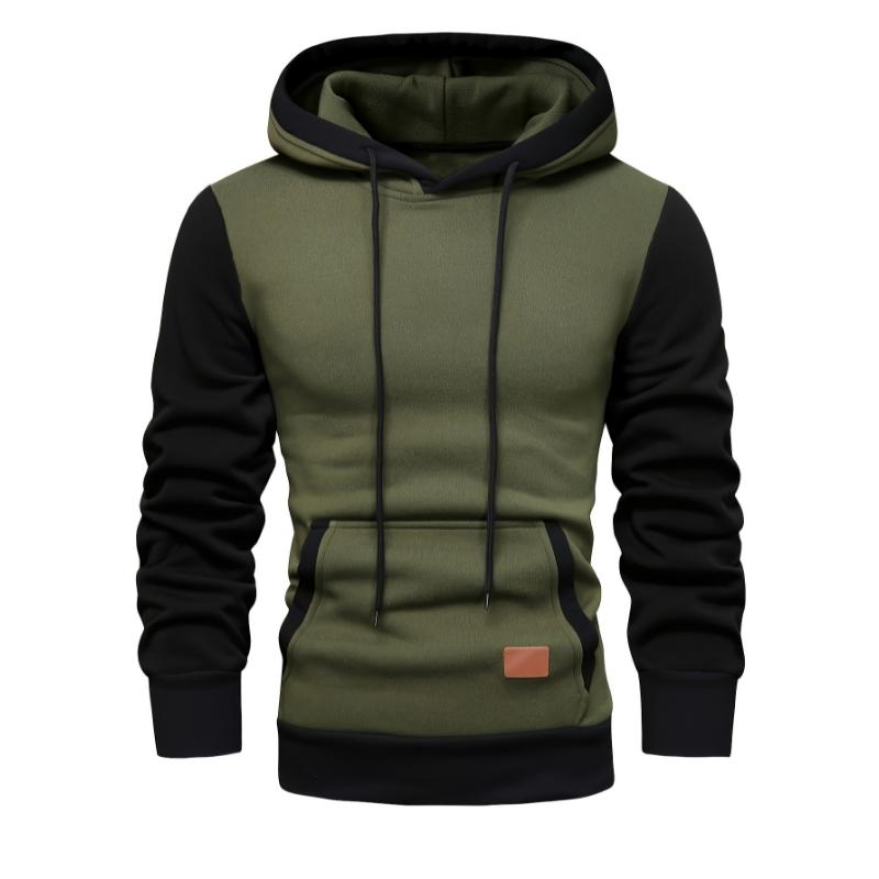 Stylish Patchwork Hooded Sweatshirt - Fashion Hoodies with Contrast Color, Kangaroo Pocket, and Long Sleeve for Casual Daily Outerwear