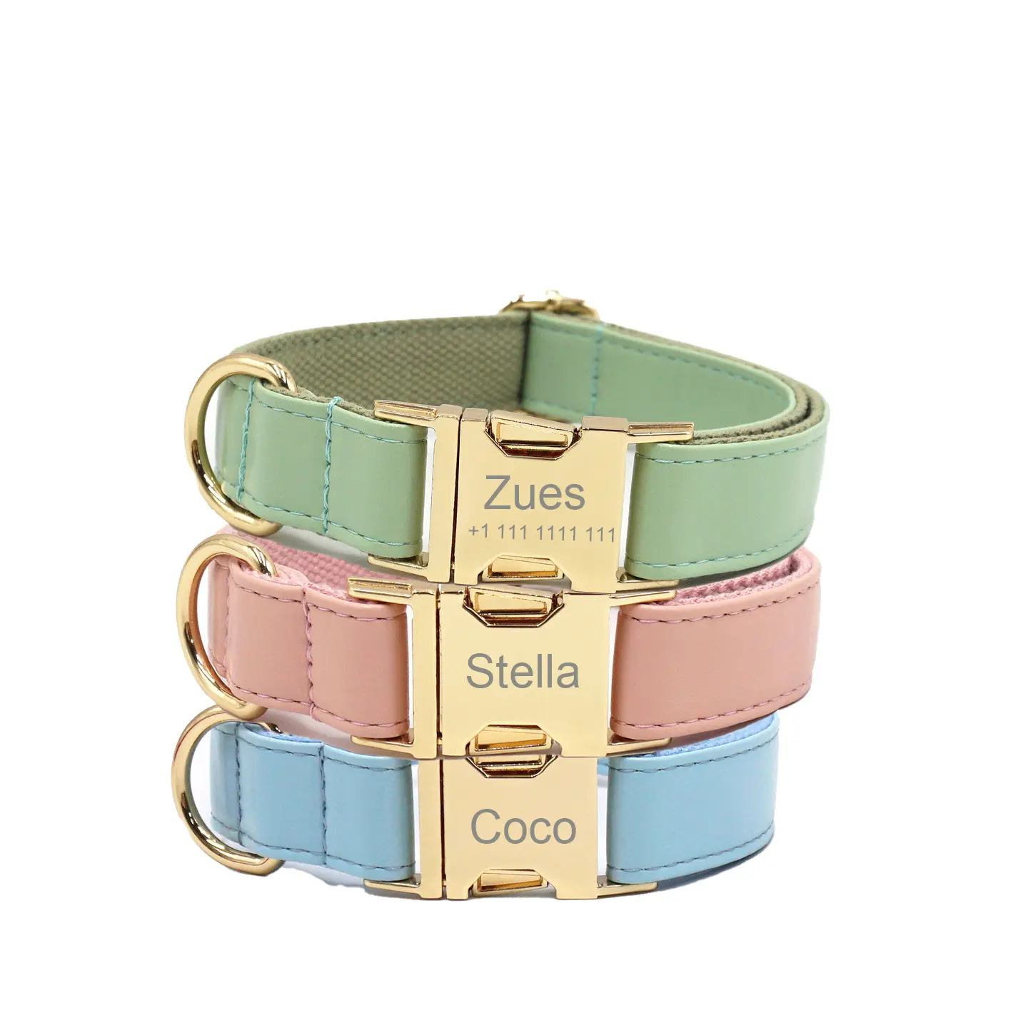 Personalized Dog Collar Textured Leather 1Pc Custom Laser Engraved Soft Cotton  Nameplate Durable ID Durable Material Easy to Install
